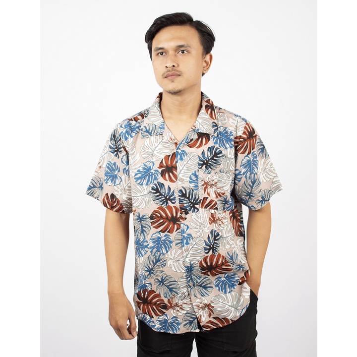 FORTGLASS HAWAI ASTER KEMEJA PRIA BAJU PANTAI COWO BALI REGGAE COWO PENDEK SANTAI RAYON HALUS