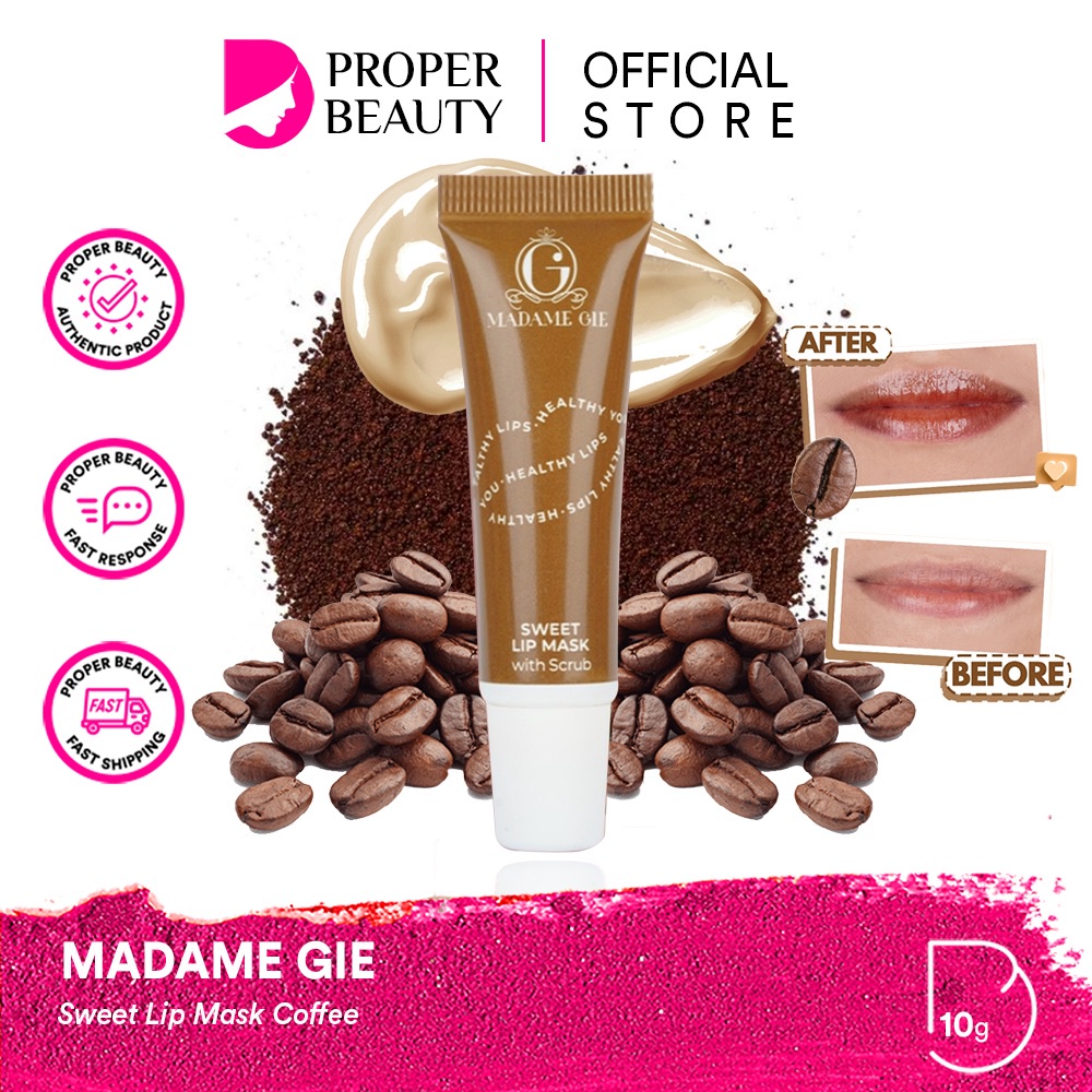 MADAME GIE Sweet Lip Mask Coffee Indonesia / With Scrub 10g / Lip Scrub Vitamin E Lip Balm Moisturizer Serum Pencerah Bibir / Hidrasi Nutrisi Lembut Halus Lembab / Skincare Lip Care Lipstick Lipstik Masker / Treatment Perawatan Series / Matcha Watermelon