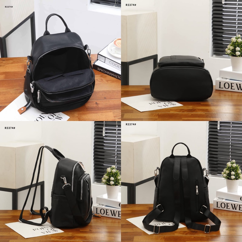 BG Backpack Leather For Women Silver Hardware R3374 R3375 R3376 R3377