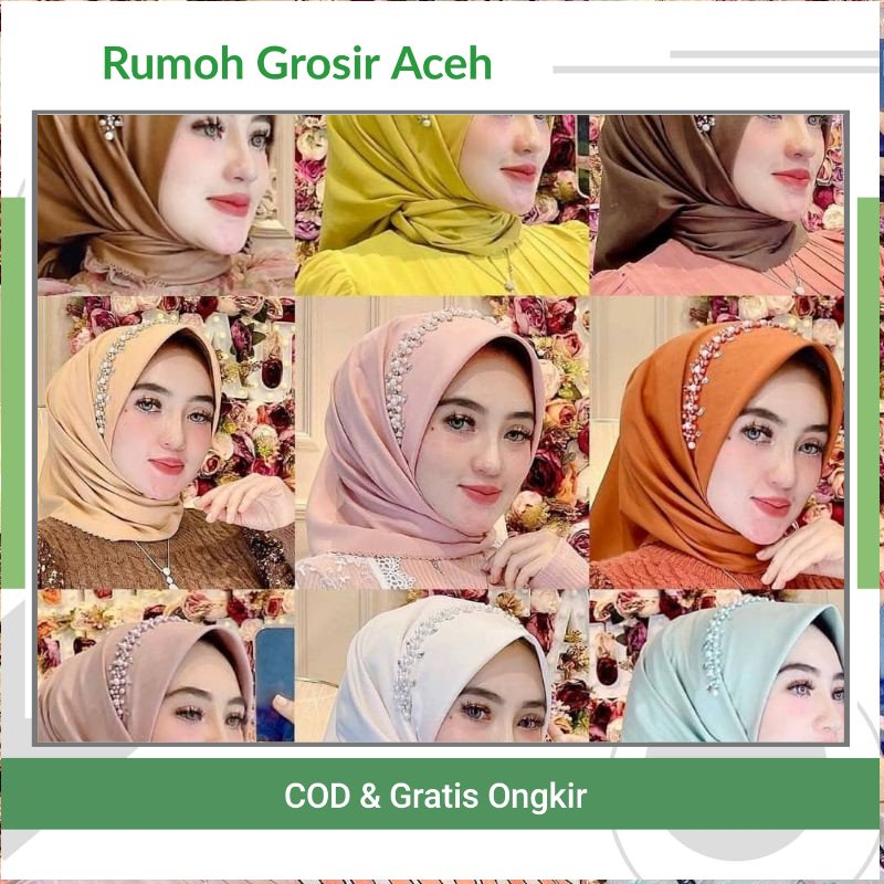 [ACEH] JILBAB SEGI 4 PAYET BANDO MUTIARA