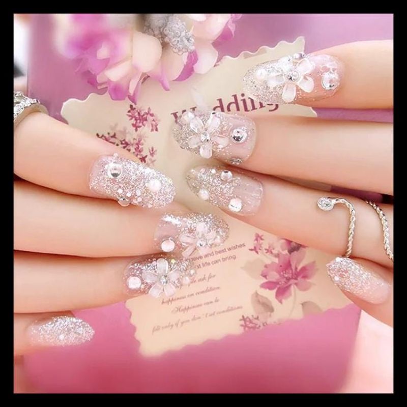 ❤Miss.Vinka❤ Kuku Palsu 3D Pesta / Nails Art Wedding / Nails Sticker Real Pic