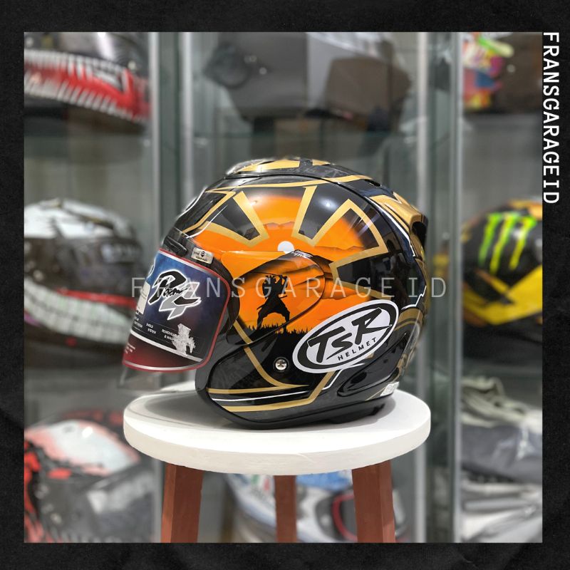 Jual HELM TSR C0PY ARA! RAM4 BLACK SAMURAI PEDROSA HALF FACE Shopee Indonesia