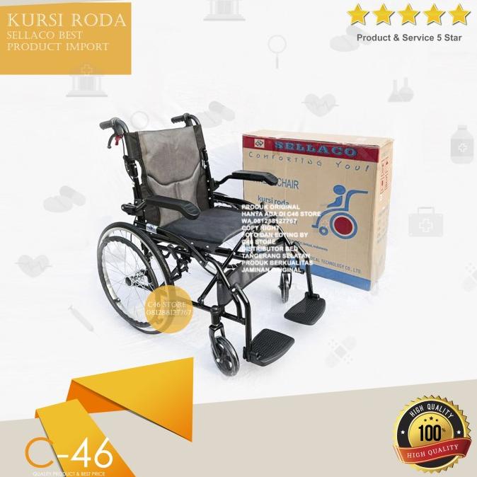 Kursi Roda Traveling Alumunium Brown | Wheelchair Sellaco DY01908LAJ