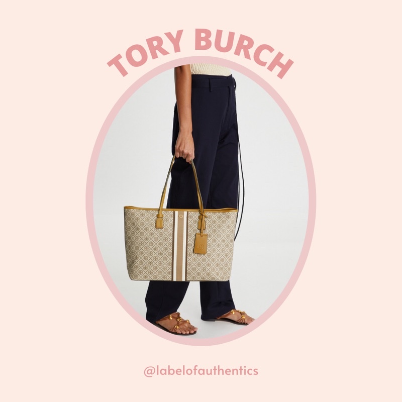 TORY BURCH T MONOGRAM COATED CANVAS TOTE