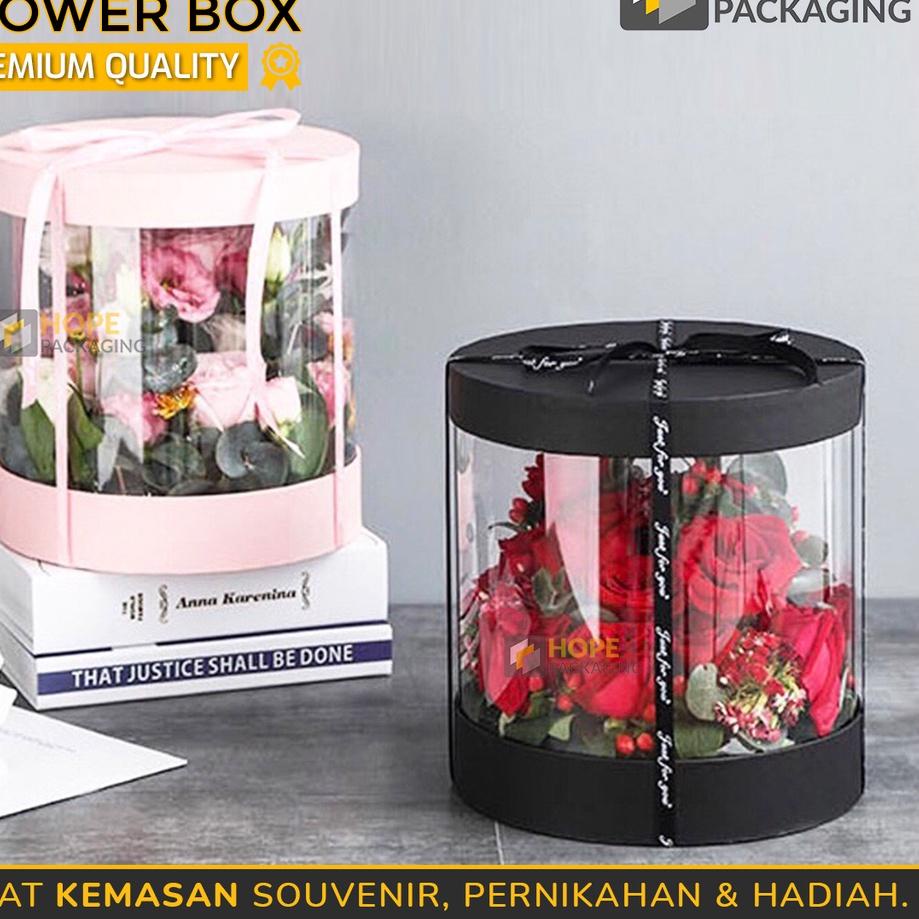 

Miliki - Bloom Box Bulat Mika Transparant 15 x 20 cm/20 x 25 Kado Bunga Souvenir Flower Box ✔