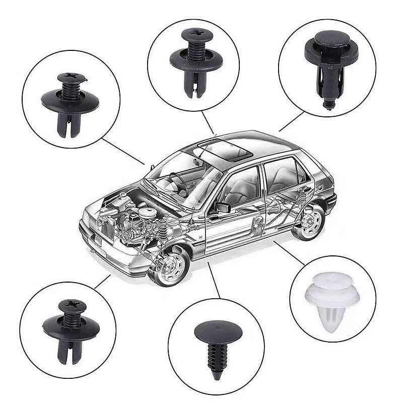 ( ada stok, dikirim dari jakarta ) Set baut rive, baut klip motor mobil plastik, isi 100 pcs baut pengencang panel mobil perset