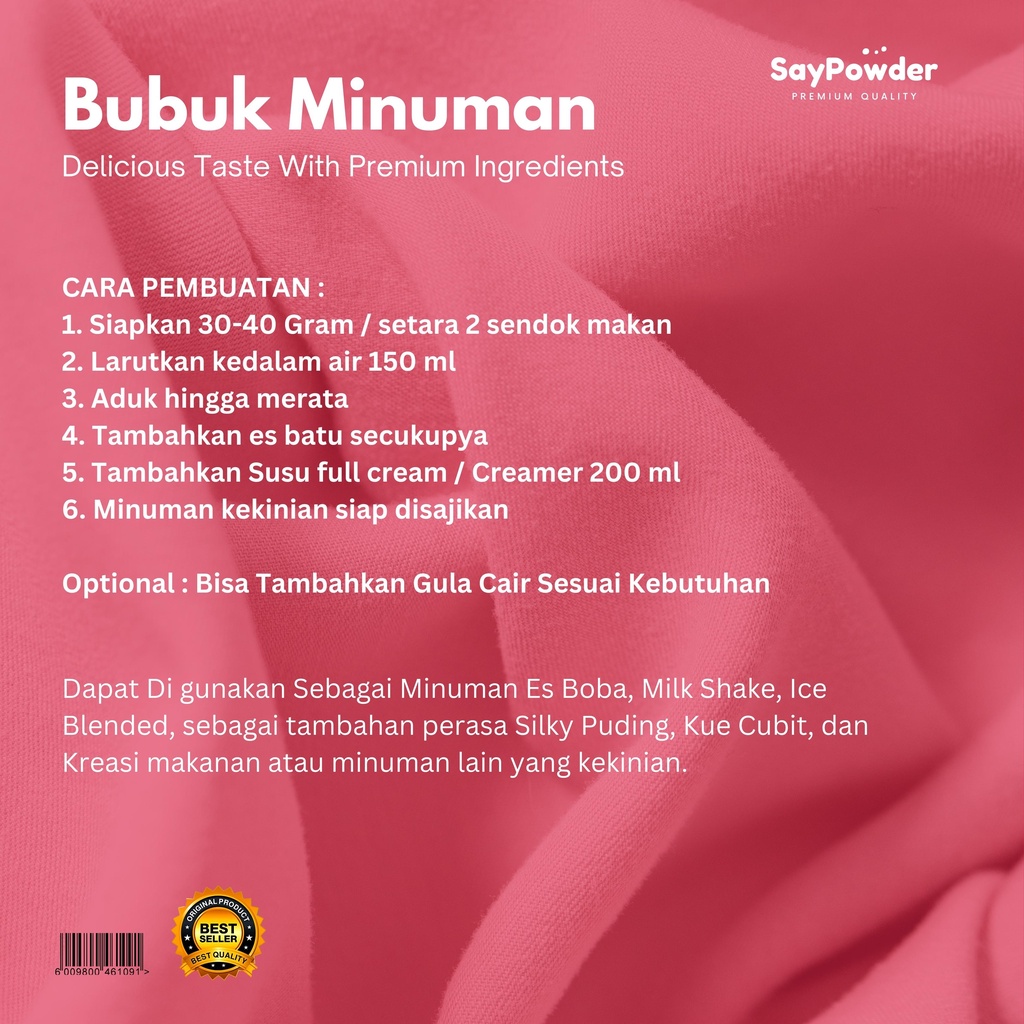 BUBUK MINUMAN PREMIUM SERBUK MINUMAN ANEKA RASA 250GR BUBUK MINUMAN POWDER DRINK SERBUK MINUMAN RASA / BUBUK MINUMAN KEKINIAN BUBUK MINUMAN RASA ENAK boba drink