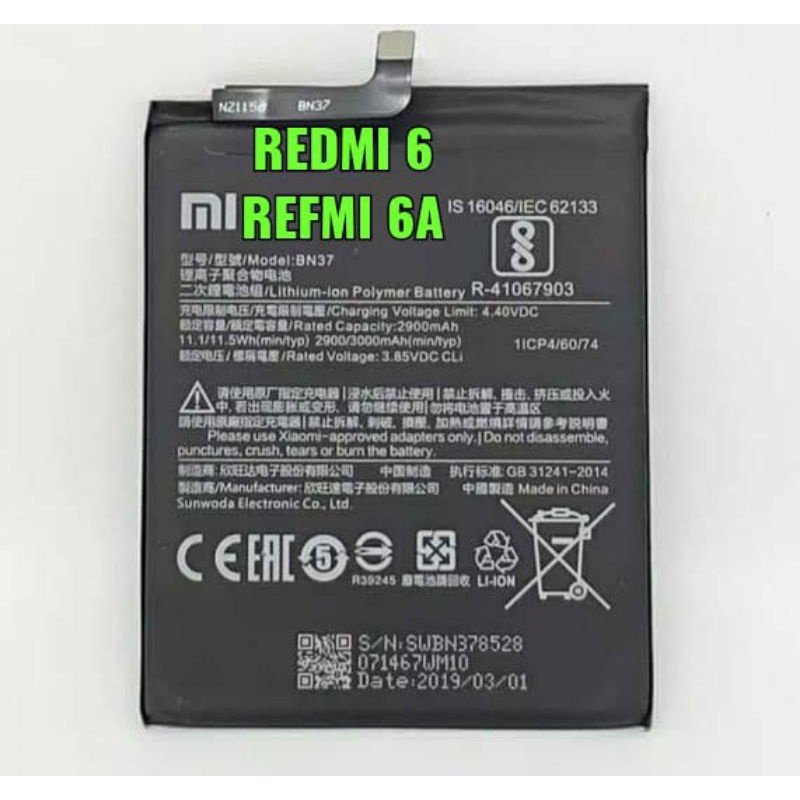 BATERAI XIAOMI BN37 REDMI 6 REDMI 6A BATTERAY BN37