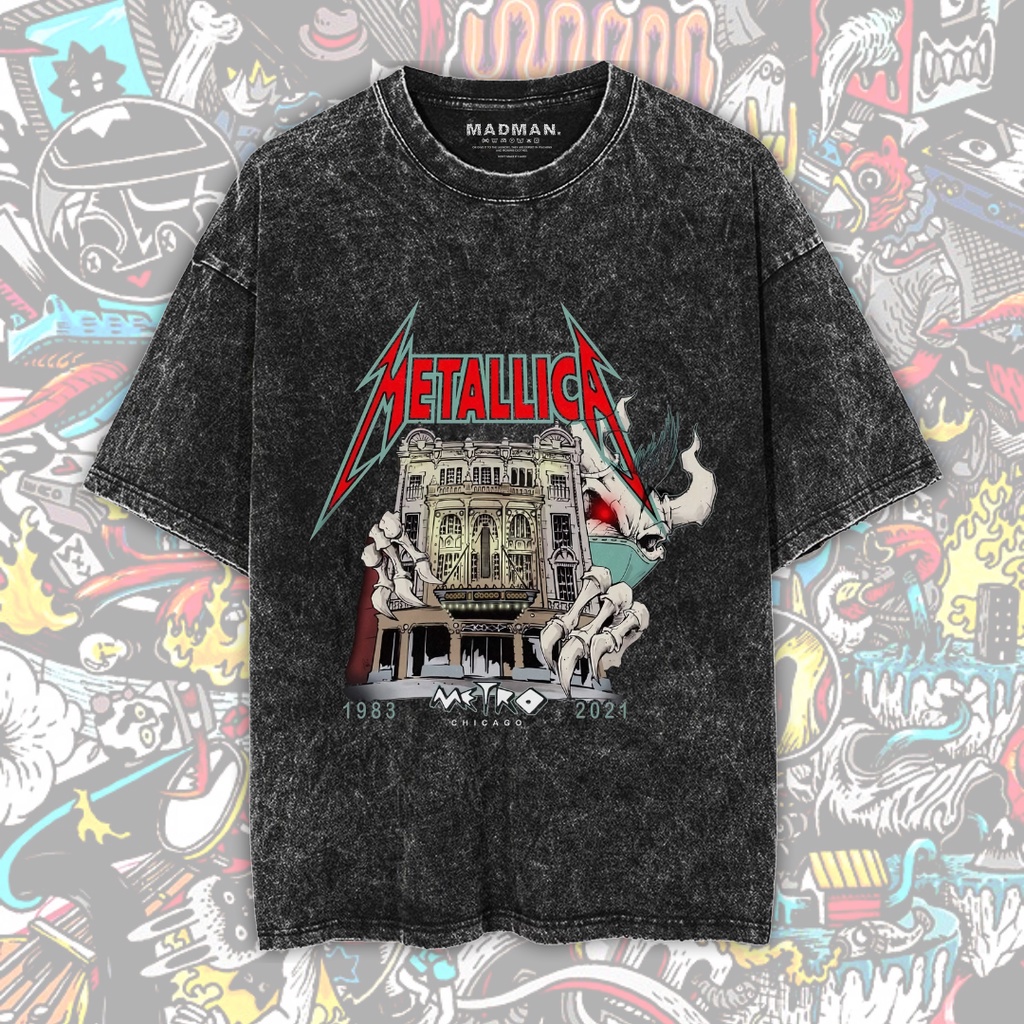 MADMAN Kaos METALLICA Premium Oversize Stone Wash T-Shirt | Stone Wash T-Shirt | MTLK-6-STN WO