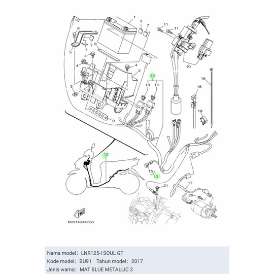 KABEL BODY BODI SOUL GT 125 LED ASLI ORI YAMAHA BU9 H2590 02