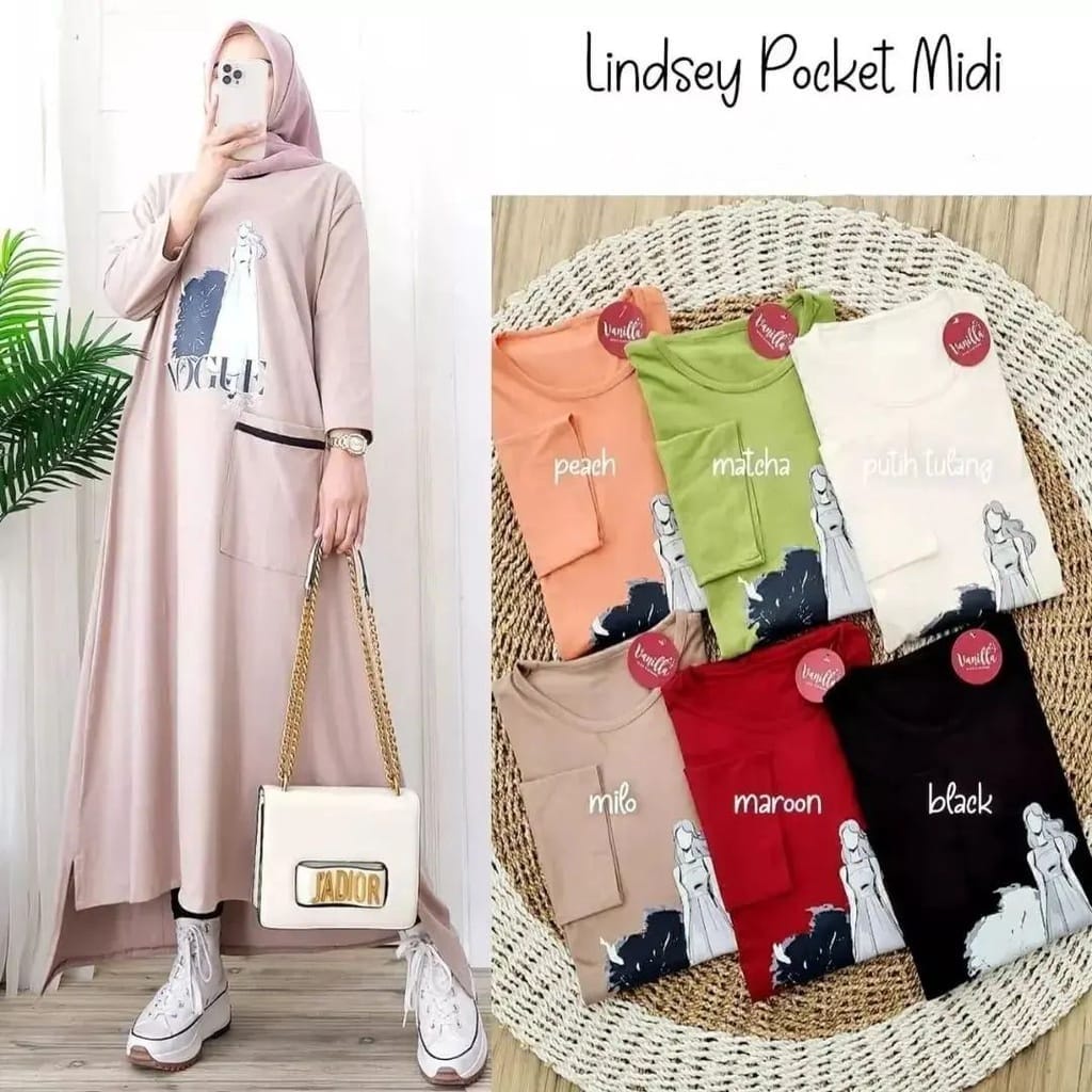 LINDSEY POCKET MIDI BO BAHAN KAOS KATUN COMBED 24S UKURAN S M L XL XXL PANJANG BAJU 102 - 118 CM Midi Dress Wanita Jumbo Polos Outfit Casual Wanita Midi Dress Combed 24s gamis terbaru 2022