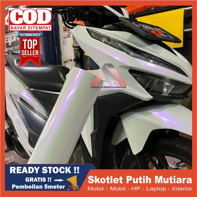 Stiker Sticker Skotlet Motor Warna Putih Lembayung Mutiara