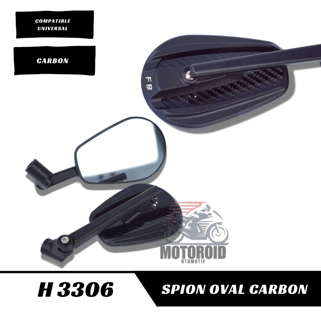 KACA SPION MOTOR MODEL OVAL CARBON FULL CNC ALUMINIUM REAR MIRROR OVAL CARBON MODEL SEPION OVAL CARBON UNIVERSAL