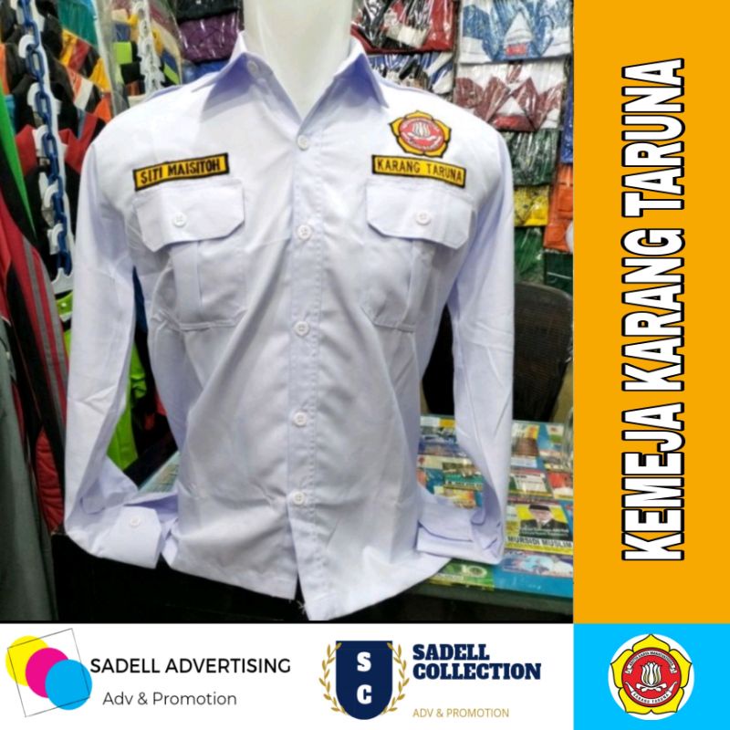 Kemeja PDH Karang Taruna Seragam PDH Karang Taruna Putih Lengan Panjang Pria Free Nama