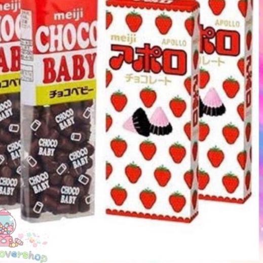 

BAYAR DITEMPAT✔️MEIJI CHOCO BABY & APOLLO STRAWBERRY 32gr coklat impor mini|KD5