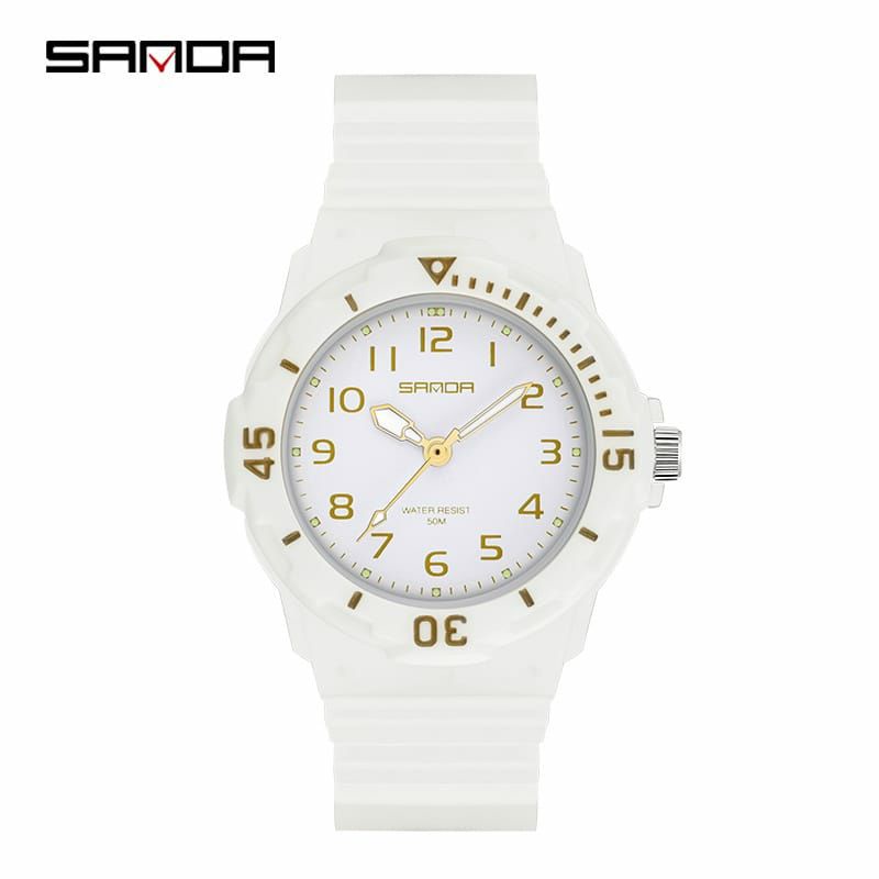 Sepasang SANDA 6011 Jam Tangan Wanita Analog Tali Rubber Luminous Anti Air