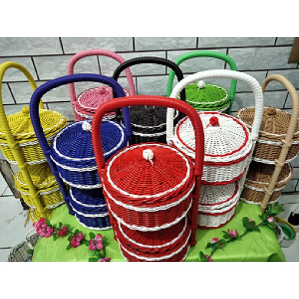 Grosir Tempat bumbu Dapur keranjang 2 susun Wadah bumbu Dapur tempat serbaguna Keranjang penyimpanan