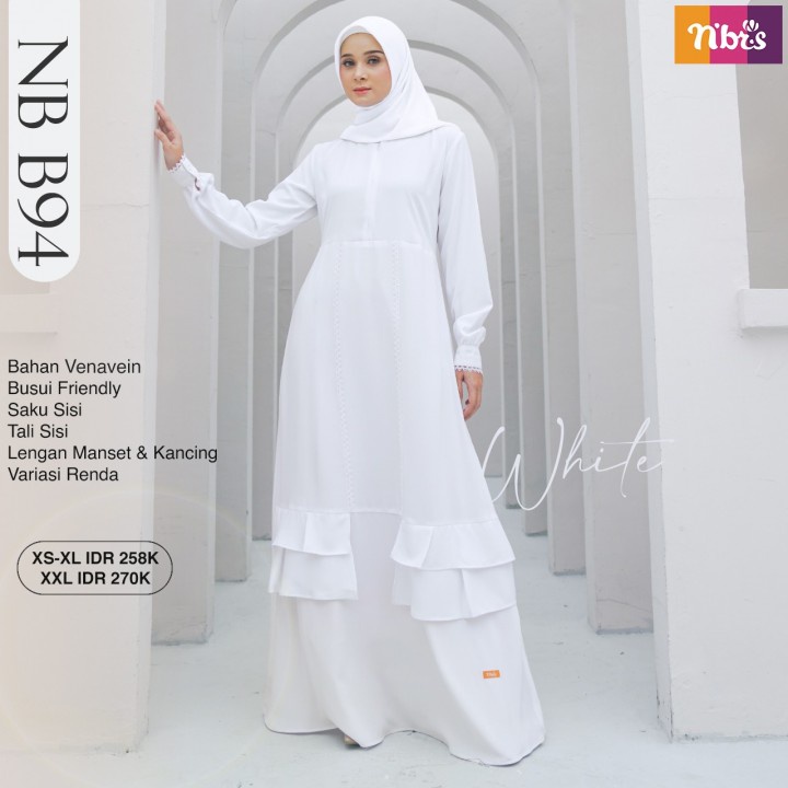 SALE GAMIS TERBARU NIBRAS NB B94 NBB94 WHITE BLACK ORIGINAL NBRS GAMIS PUTIH HITAM / GAMIS DEWASA UM