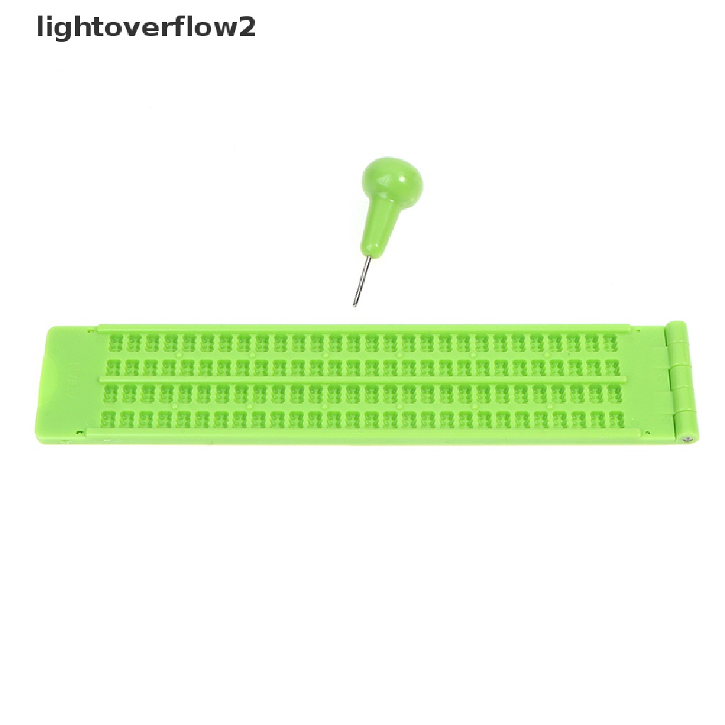 (lightoverflow2) Papan Tulis Braille Wrigate Slate Portable Praktis Bahan Plastik Dengan Stylus Untuk Sekolah