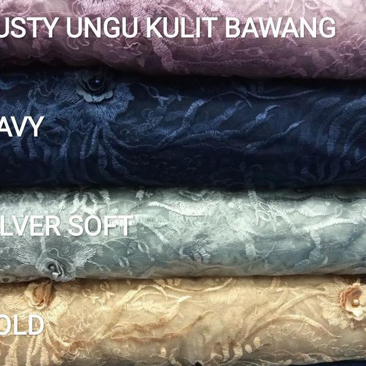 kain Kebaya Brokat Tile 3D Motif Bunga Timbul / Kain Kebaya Brokat