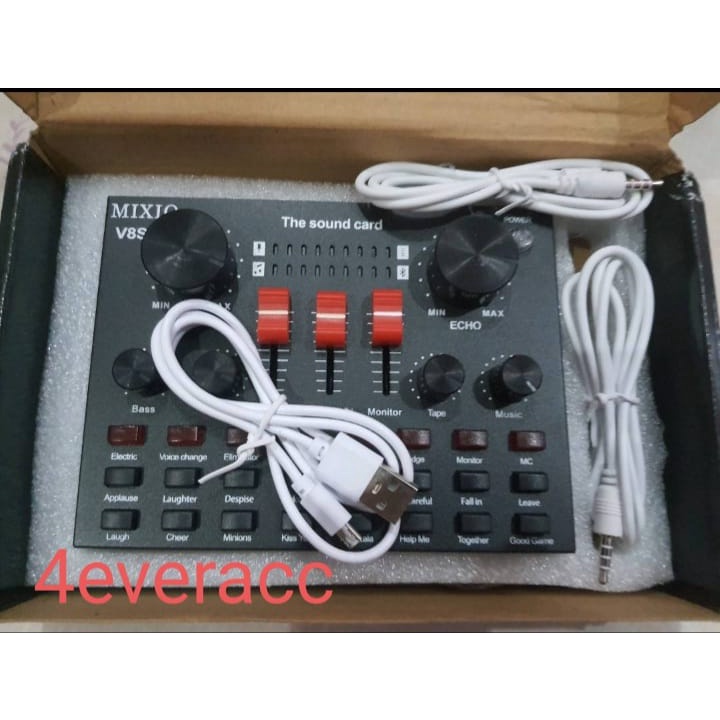 Soundcard Live Streaming Phone Laptop Microphone V8S PREMIUM