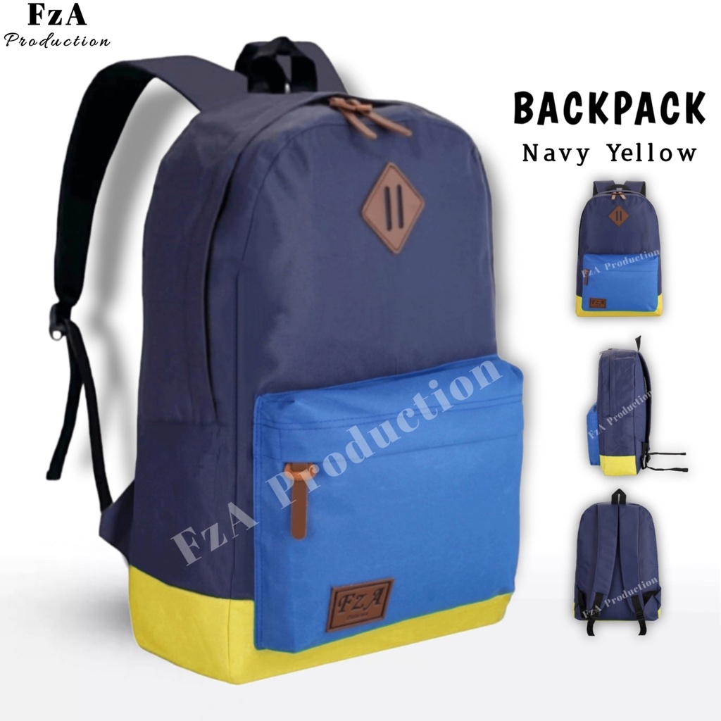 Tas Ransel Punggung Distro Casual Pria Wanita / Tas Ransel Laptop Original - FzA Gratis Jam Tangan Sport