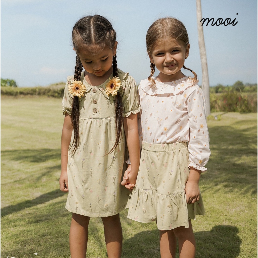 Mooi Erica Ruffle Blouse 1-10 Tahun Erica Long Top Ruffle Atasan Anak Perempuan Tangan Panjang