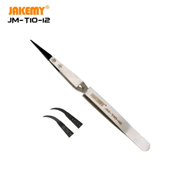 JAKEMY JM T10-12 Pinset 2 Mode Replaceable Anti Static Tweezer Set