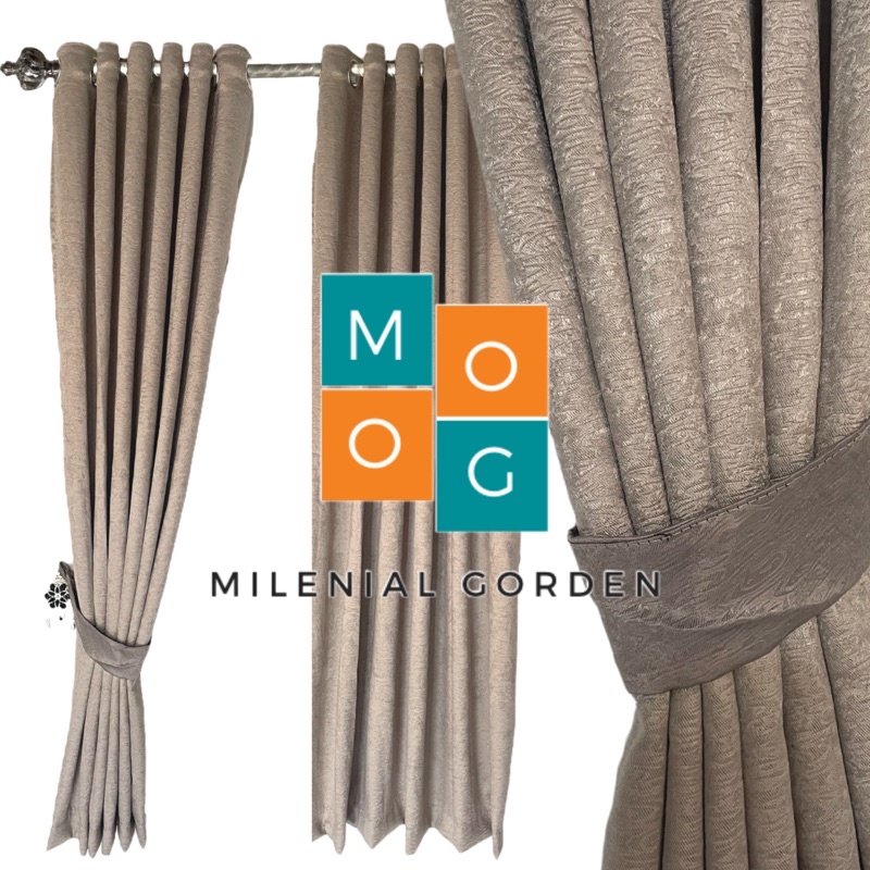 Gorden Minimalis Blackout Polos Model Smokring Custome Ukuran untuk Jendela dan Pintu Free Tali Pengikat dan Hook Lumba