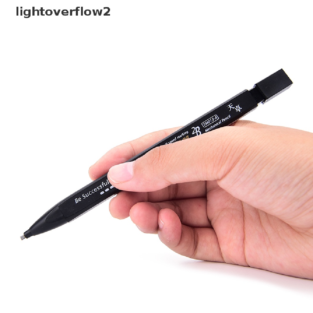 (lightoverflow2) Pensil Mekanik 2B Warna Hitam Dengan Isi Ulang