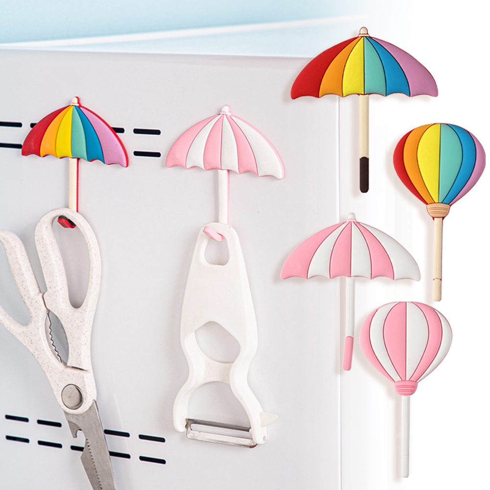 Magnet Kulkas Bentuk Payung Dan Balon Udara Warna Pink Untuk Dekorasi