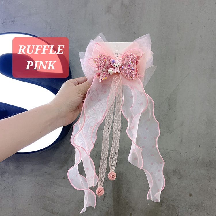 RUFFLE BOW PITA RAMBUT ANAK CEWEK PRINCESS LUCU AKSESORIS FASHION JEPIT RAMBUT