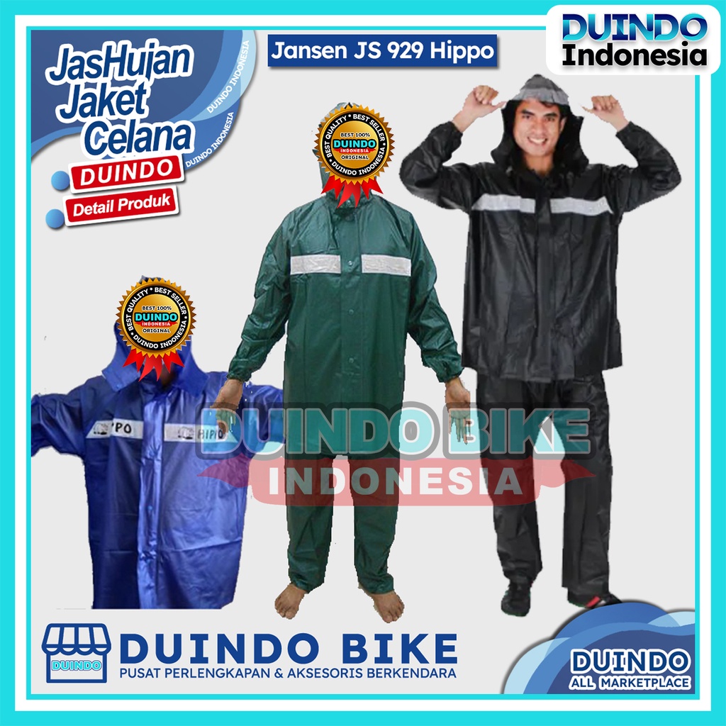 Duindo | Jas Hujan Jansen Hippo JS 929 Pria Wanita Jaket Celana Mantel Tebal Hipo