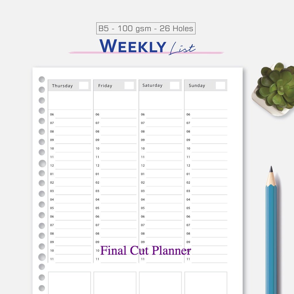 

Bukuqu Loose leaf B5 - L112 Weekly List - Kertas Binder - Kertas File .