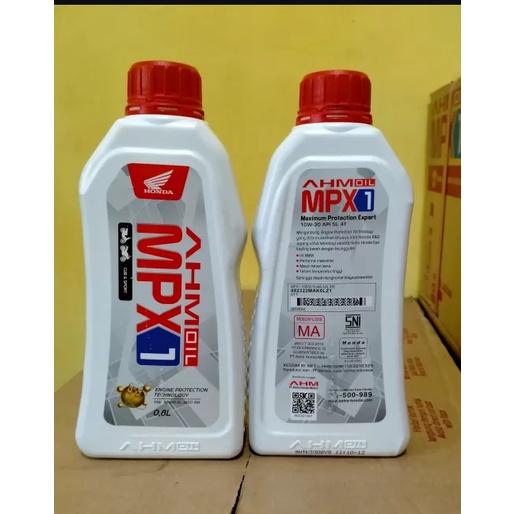 AHM OIL MPX 1 800 ML SAE 10W-30 SL OLI MOTOR HONDA MPX 1 KEMASAN BARU