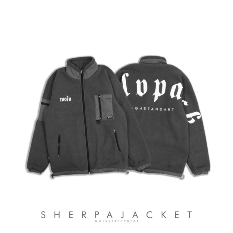 WISDOM.CO | JAKET SHERPA MANTEL MUSIM DINGIN FULL BORDIR | JAKET BULU ORIGINAL WOLV PACK | FLEECE UNISEX