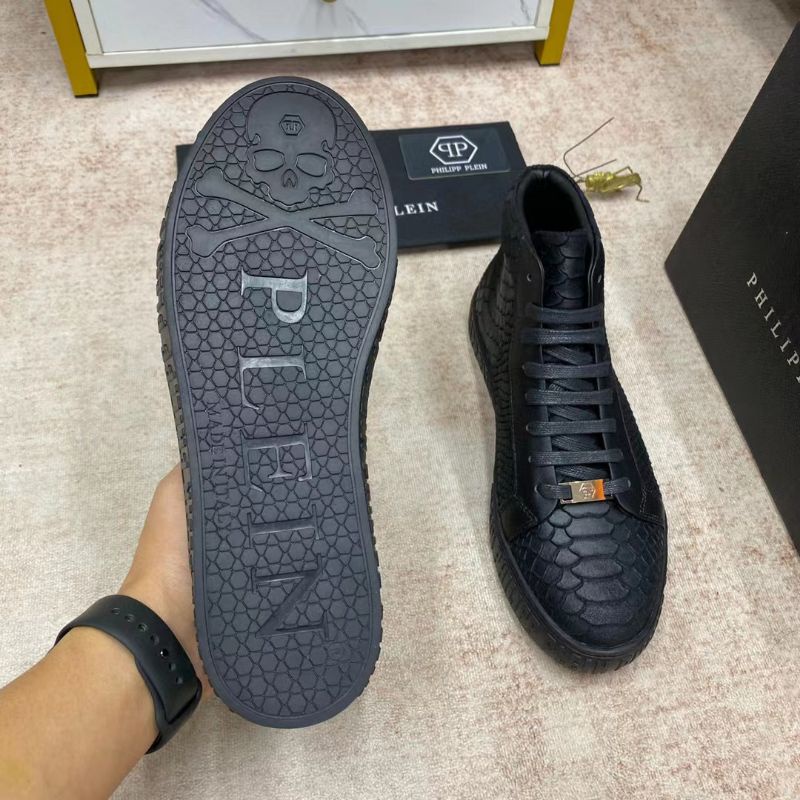 sepatu boots cowok philipp plein sneaker pria high top pp men shoes hitam vip P1SHOES