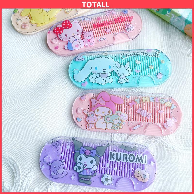 COD Sisir Kecil Plastik  Kartun Lucu Lipat Portabel Sisir Poni  Kuromi Melody Cinnamoroll Kitty-Totall