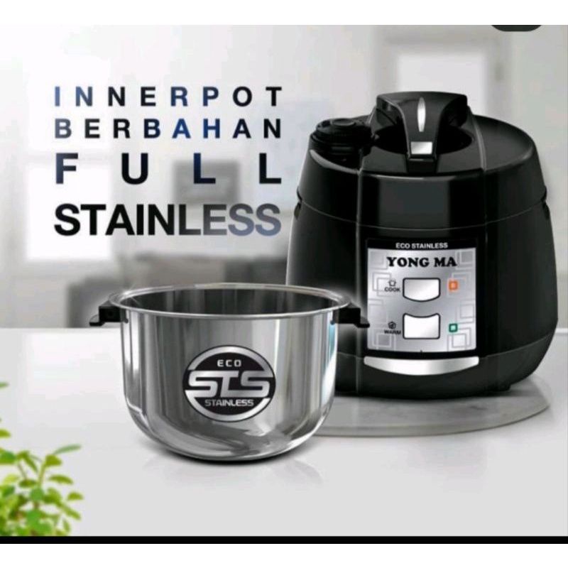 Magic Com Yong Ma 2 Liter Stainless SMC-4053 | Penanak Nasi Rice Cooker Stainless Yong Ma Smc4053