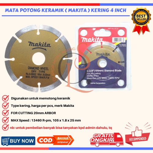 MATA POTONG KERAMIK MAKITA TURBO KERING BASAH DIAMOND WHEEL DRY WET