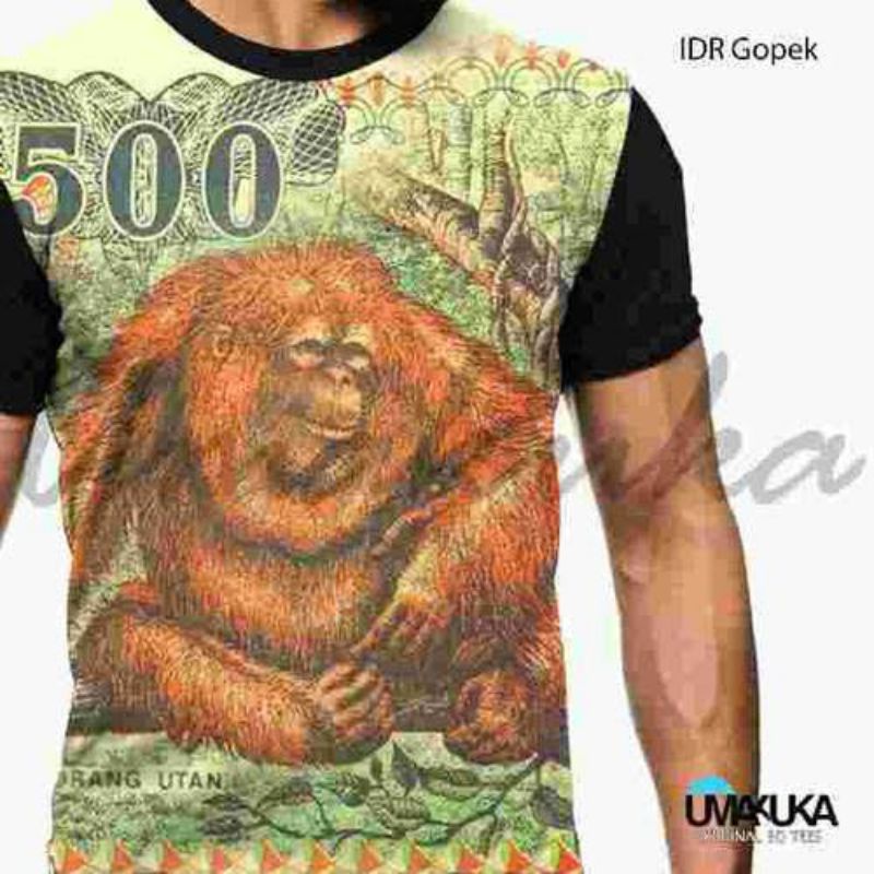 kaos baju tshirt  3d fullprinting umakuka motif uang 500 lama unik keren murah premium original