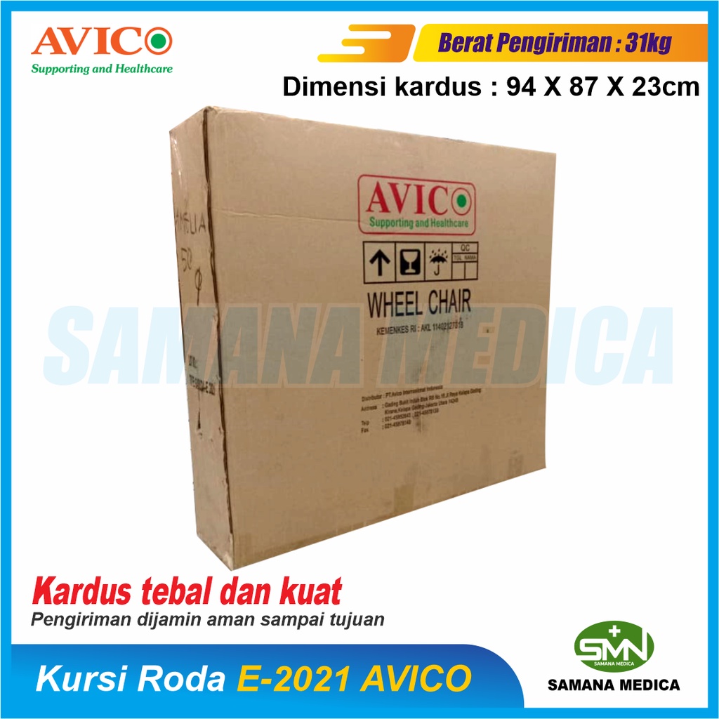 KHUSUS GOJEK dan GRAB Kursi Roda Standard AVICO GARUDA E-2021 BK Cat Abu Velg Jari-Jari Bisa Dorong Sendiri