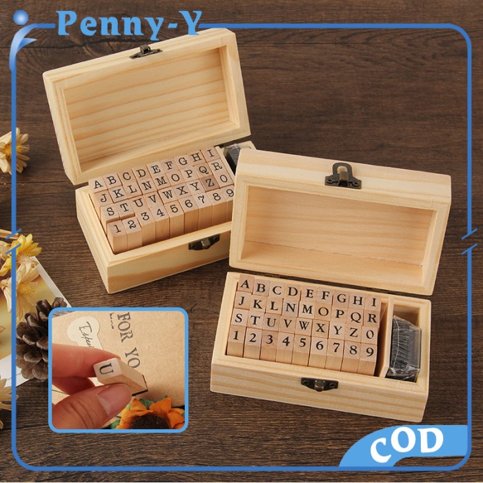 

Letter Alphabet Stamp Set Stempel Huruf Alfabet Stempel Cap Kayu Karet