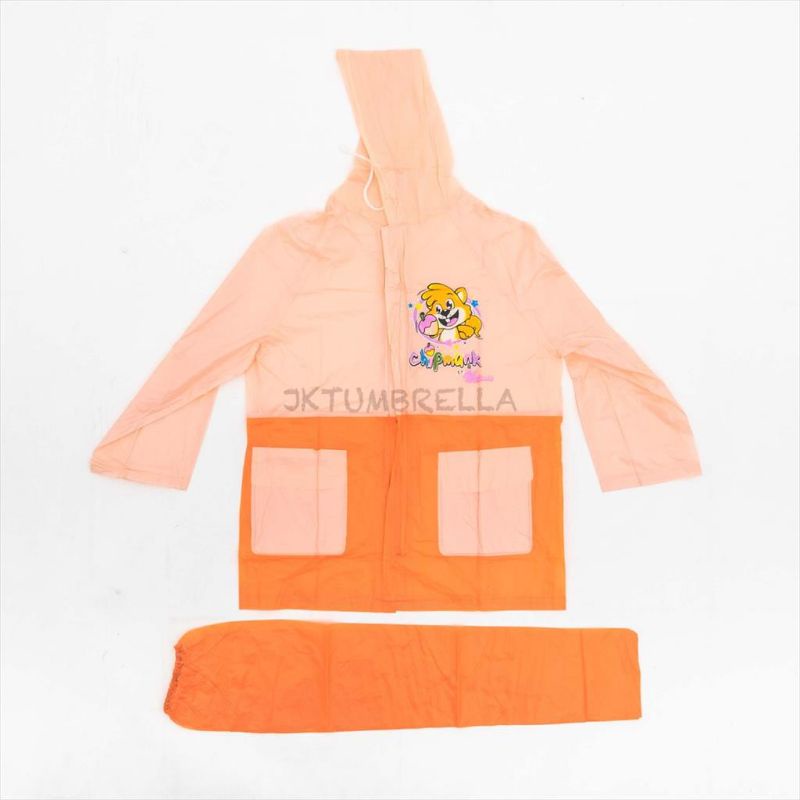 Jas Hujan Stelan Anak / Mantel Jaket Celana Anak Polos Kombinasi Tiger Head