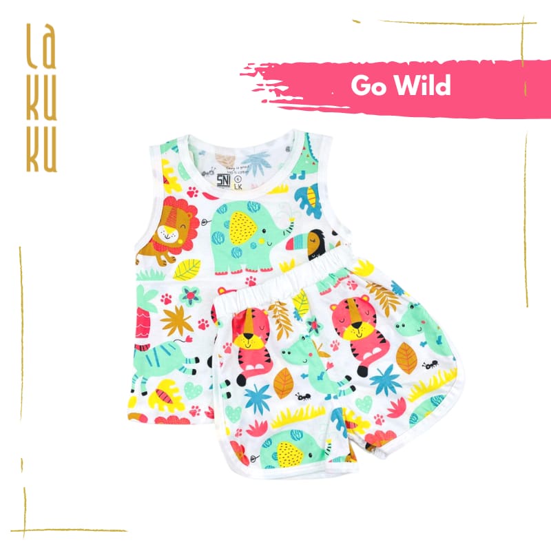 Lakuku - LK Sleeveless Set Setelan Baju Kutung Singlet Celana Anak Cozy is Good