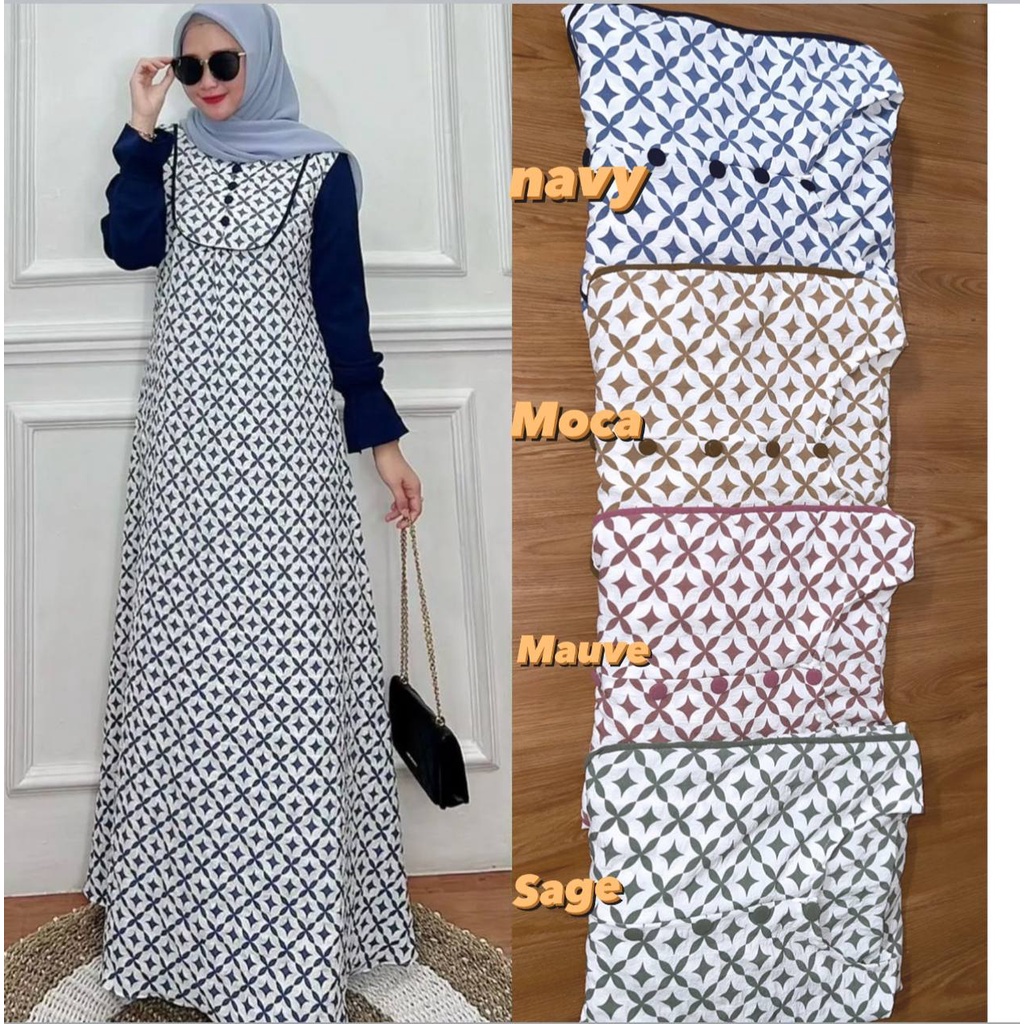 Falia Dress Crinkle Airflow Premium Gamis Terbaru Lengan Terompet Baju Muslim Kekinian LD 115 cm