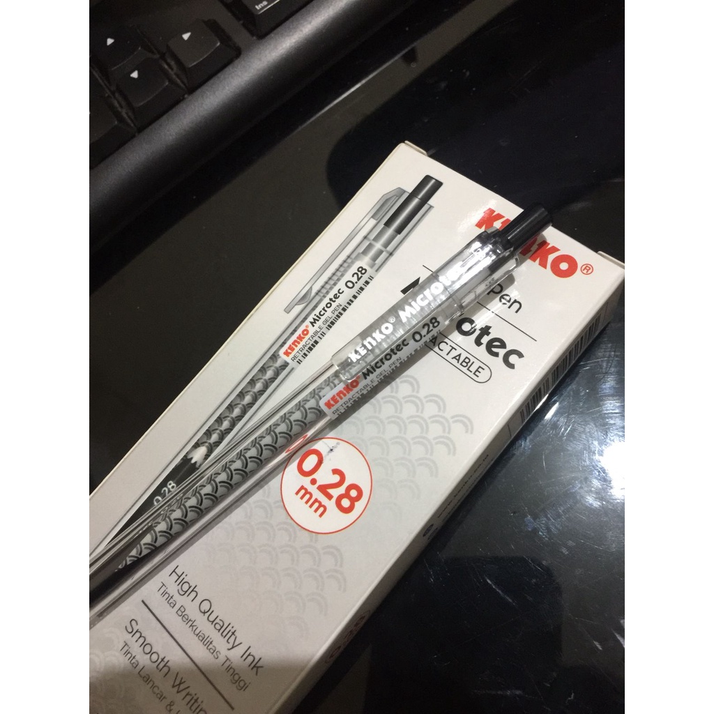 KENKO STATIONERY GEL PEN TINTA HITAM MICROTEC 0.28MM