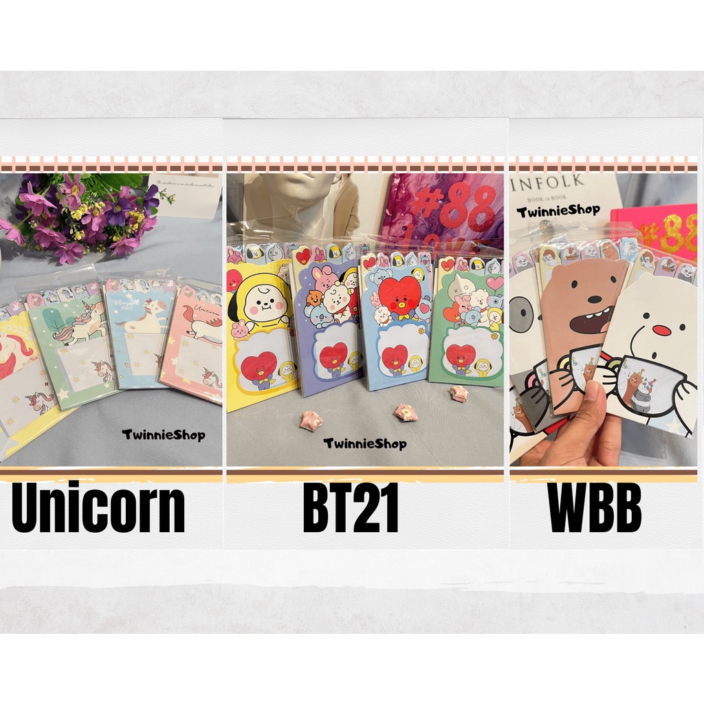 

sticky notes lipat we bare bearss bt unicorn kuda pony karakter post note memo grosir murah bisa cod ALAT TULIS KEPERLUAN SEKOLAH