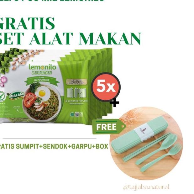 

DISKON BRANDS FESTIVAL Lemonilo Mie Goreng Instan Alami Paket Isi 5 pcs+Gratis Set Alat Makan !