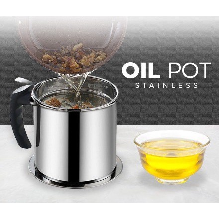 Jual Oil Pot Wadah Saringan Minyak Stainless Steel L Gelas Saringan Minyak Tempat